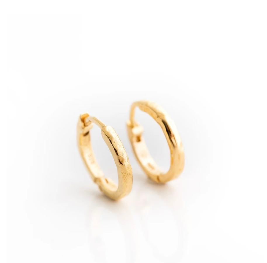 Gold Hammered Huggies