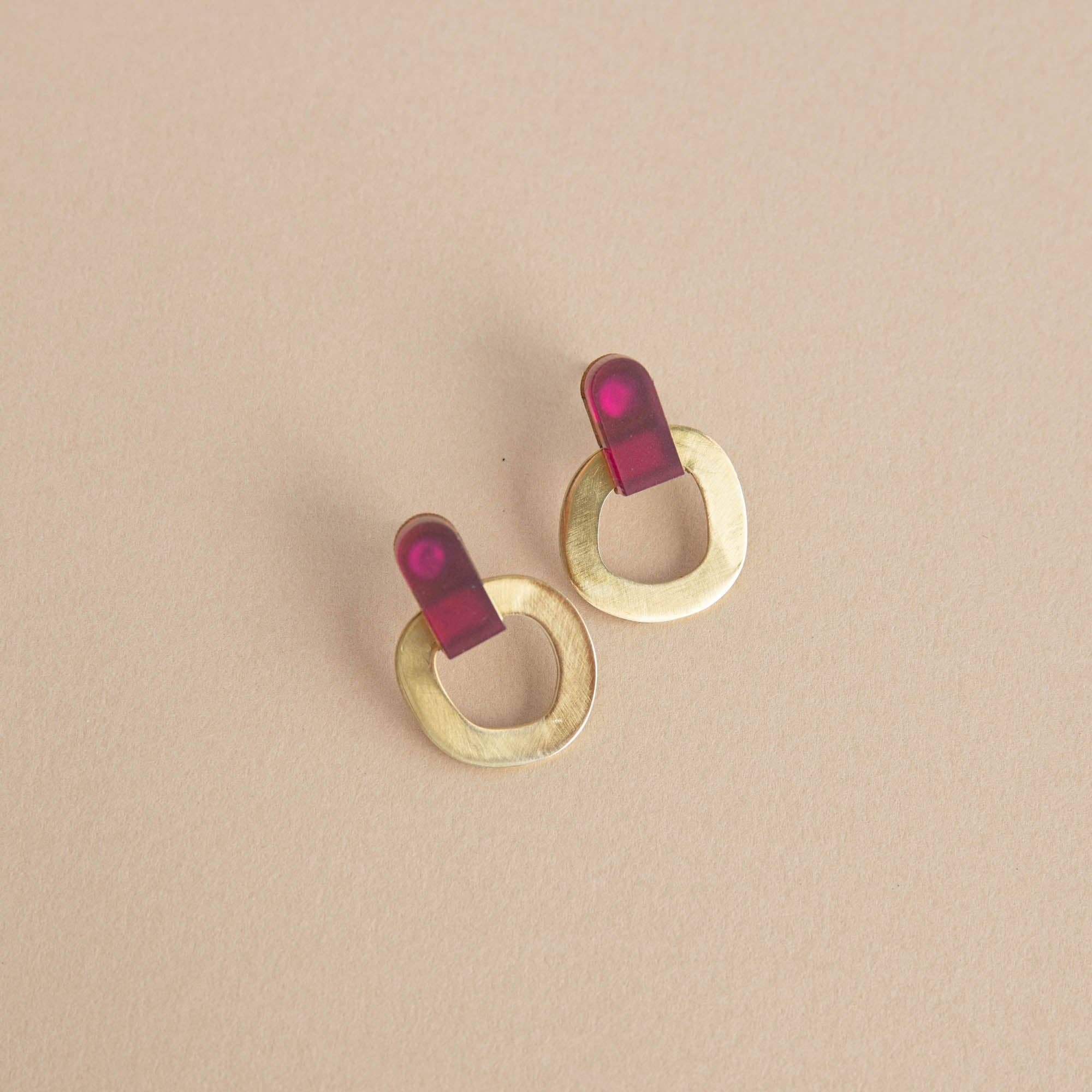 Around Brass Stud Earrings