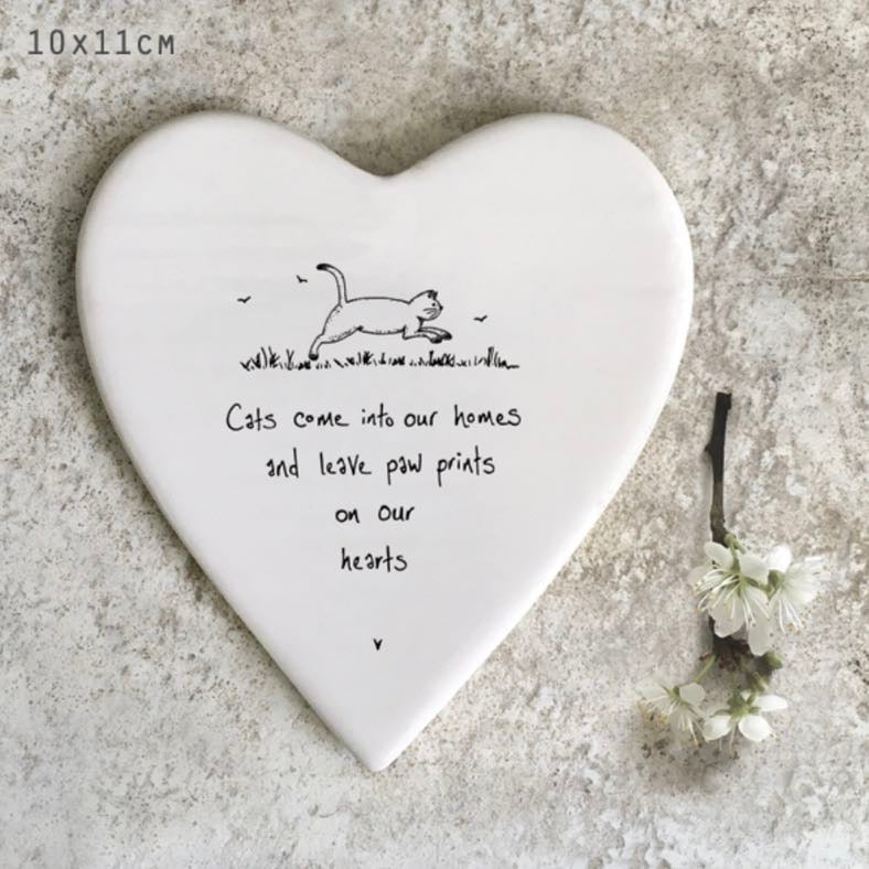 'Cats Come Into Our Homes’ Porcelain Coaster - East of India