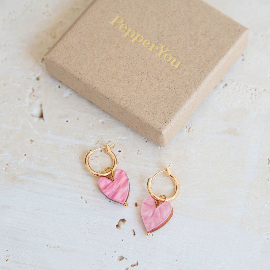 Love Grows Here Gold Heart Hoops Earrings- Pepper You