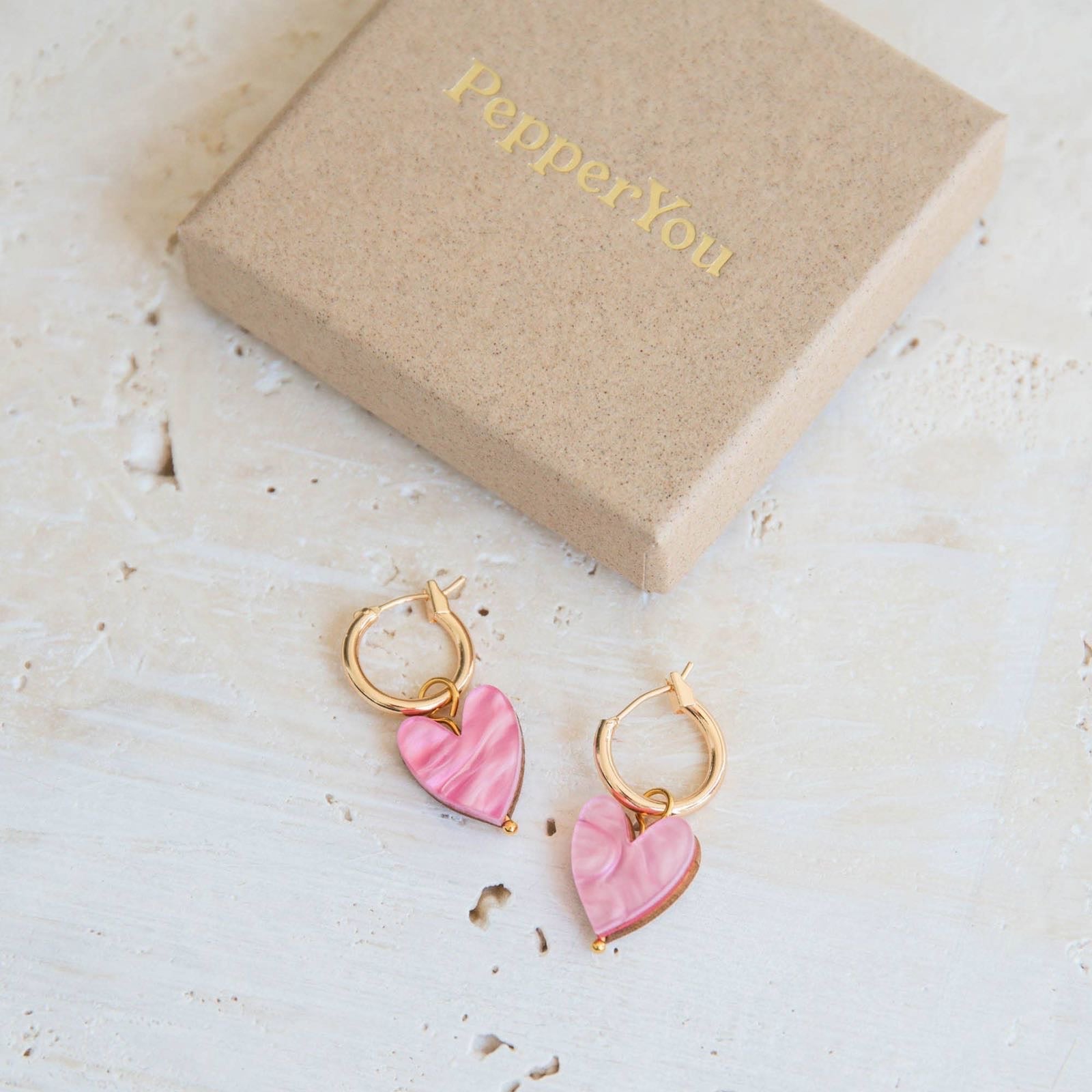 Love Grows Here Gold Heart Hoops Earrings- Pepper You