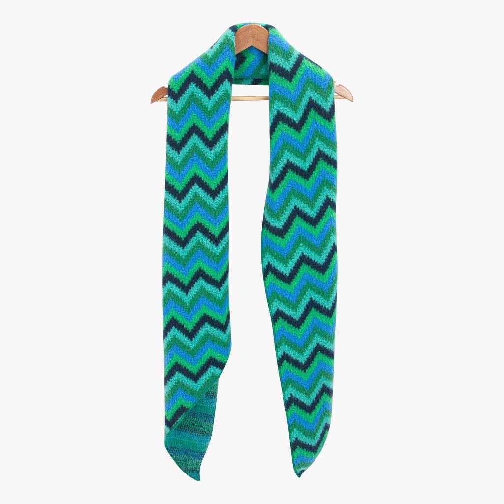 Blue/Green Zig-Zag Heavyweight Scarf