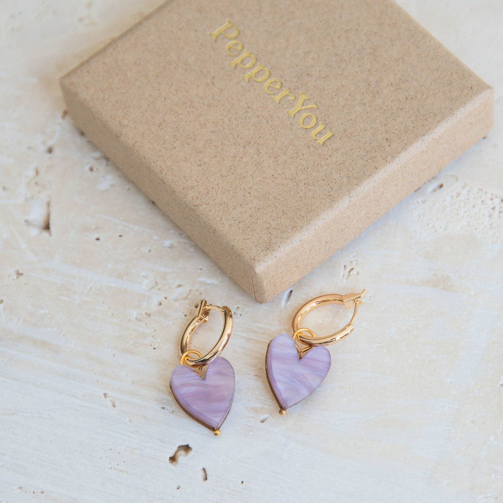 Love Grows Here Gold Heart Hoops Earrings- Pepper You