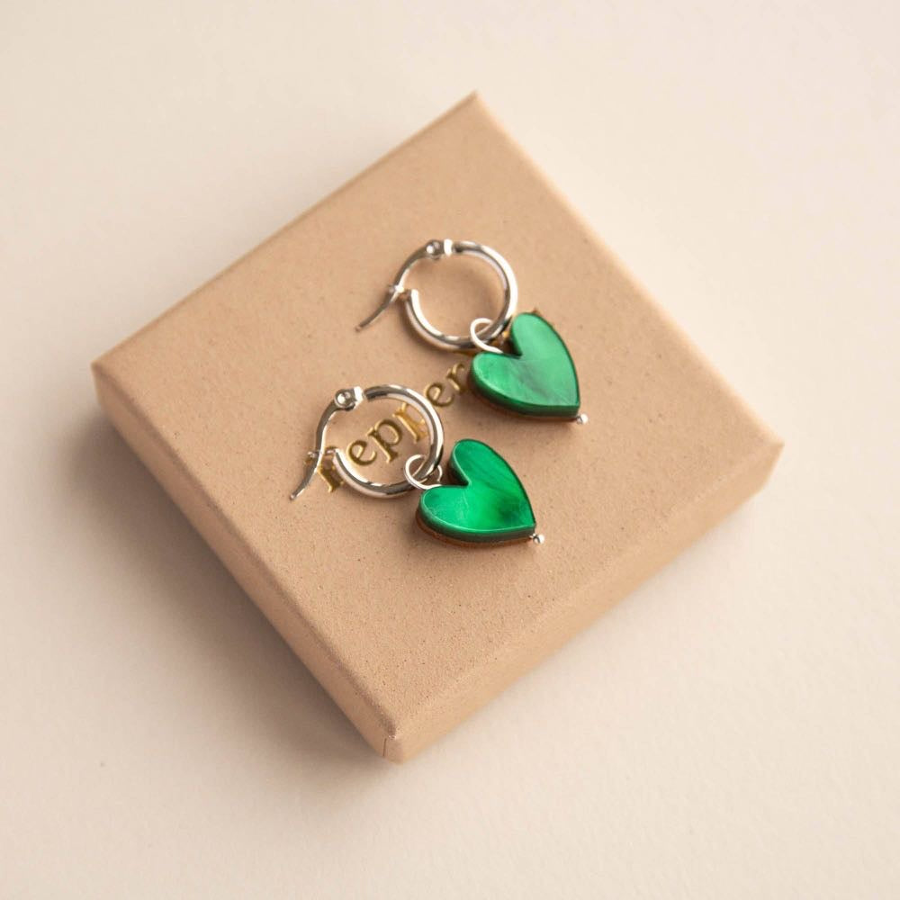 Love Grows Here Silver Heart Hoops Earrings- Pepper You