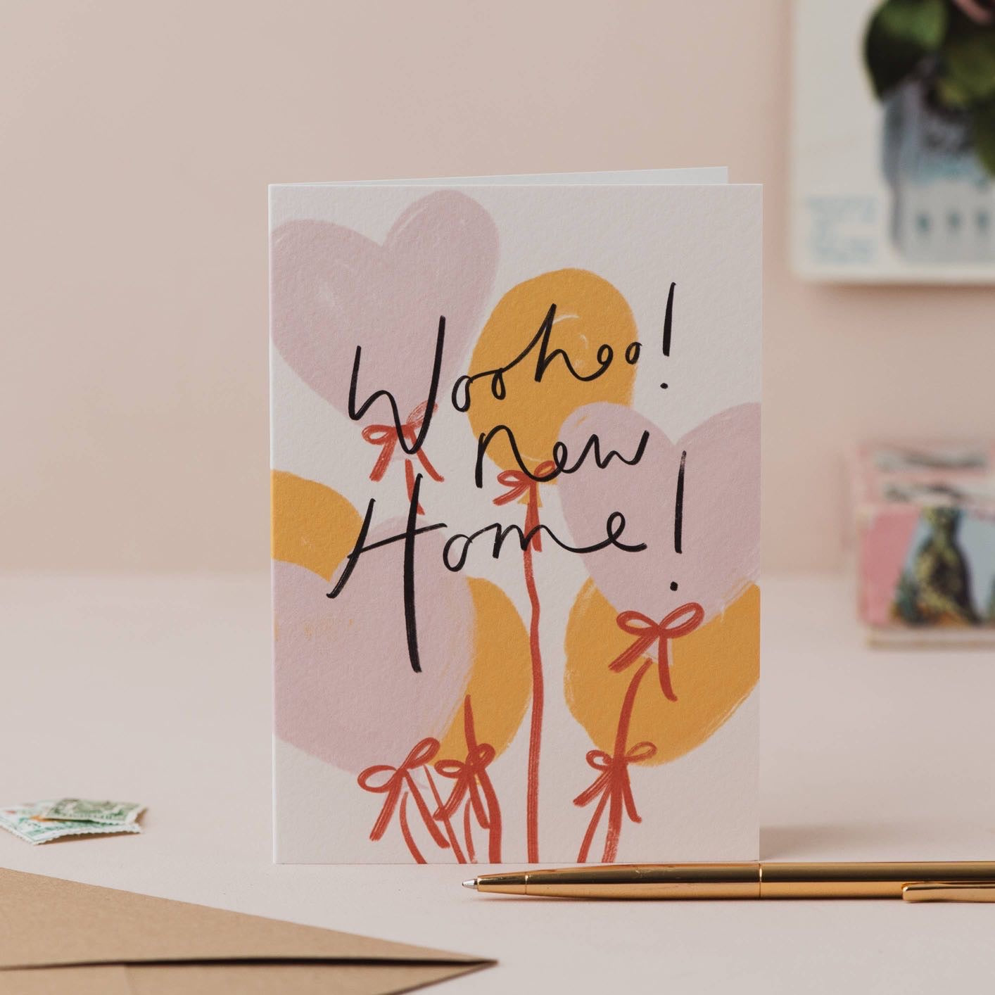 'Woohoo! New Home!'-Housewarming Card with Hand Lettering-Oh Squirrel 
