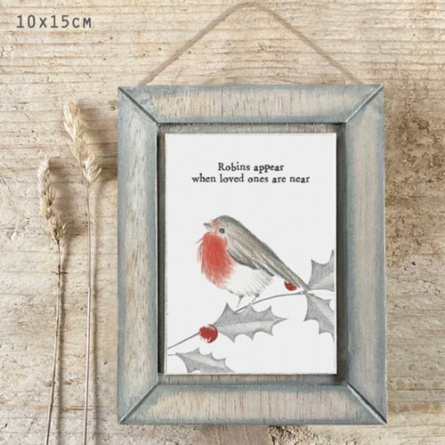 Robins appear when loved ones are near wooden hanging picture by east of India