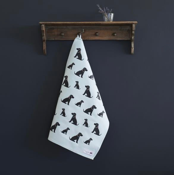 black cocker spaniel tea towel