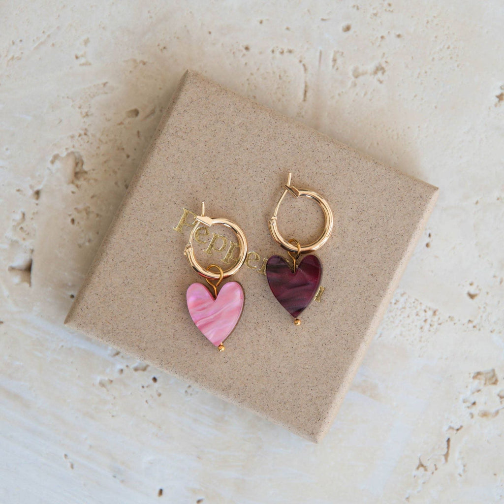 Love Grows Here Gold Heart Hoops Earrings- Pepper You