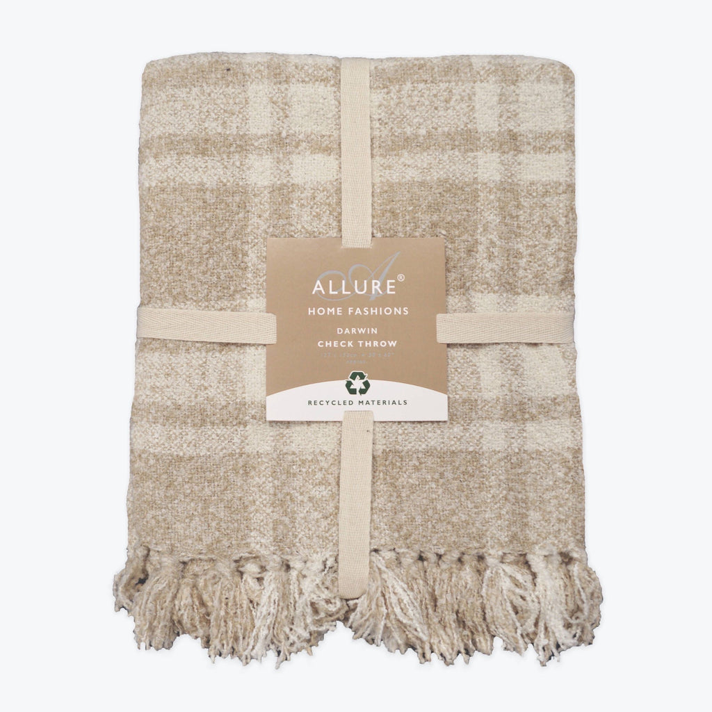 Darwin Chenille Checked Tartan Throw Blanket - 100% Recycled