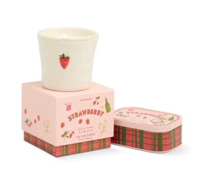 BISTRO STRAWBERRY EMBOSSED CERAMIC CANDLE - STRAWBERRY
