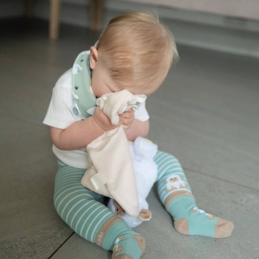 Lamb Newborn Comforter — Soft Cream Baby Security Blanket Taggie Toy