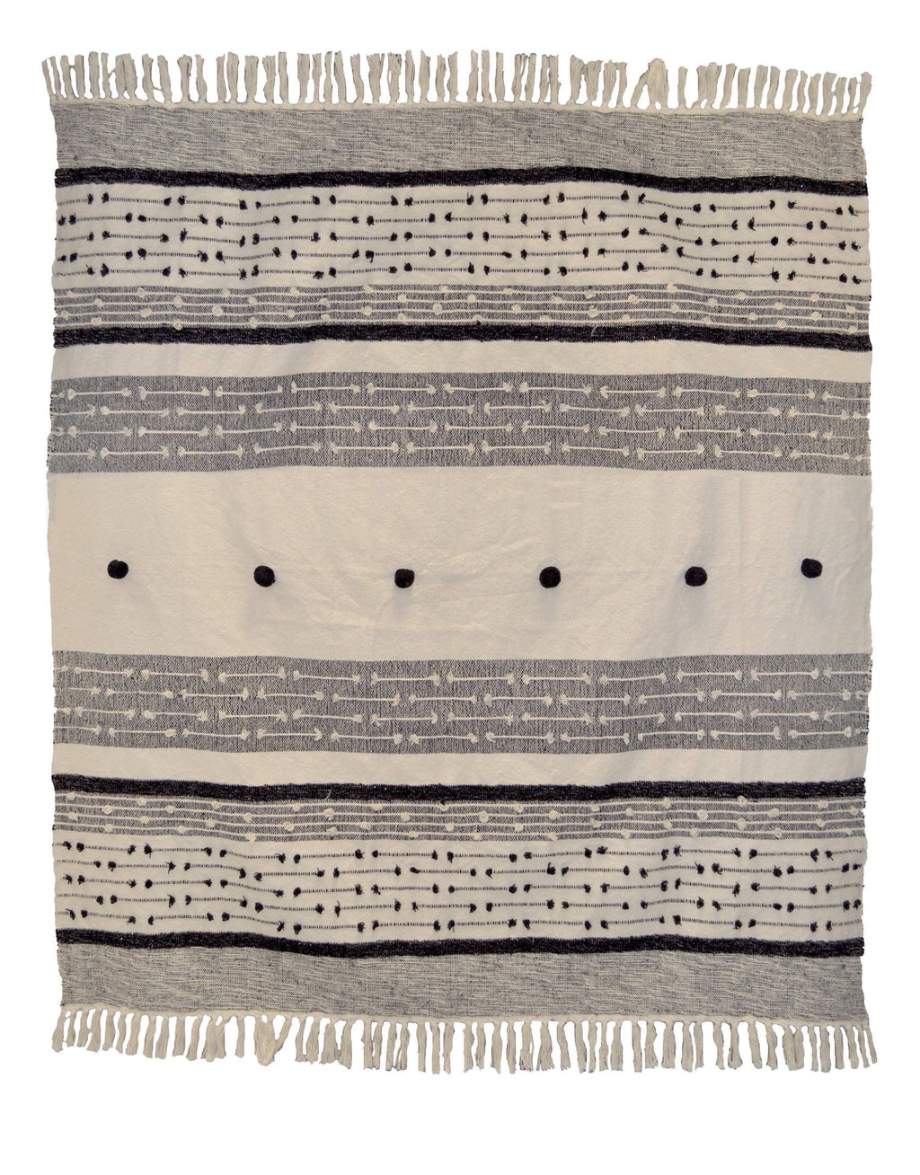 Nina Bobble Boho Throw - Scandi Monochrome Textured Blanket