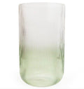 Two Tone Clear & Green Ridged Glass Vase 26cm