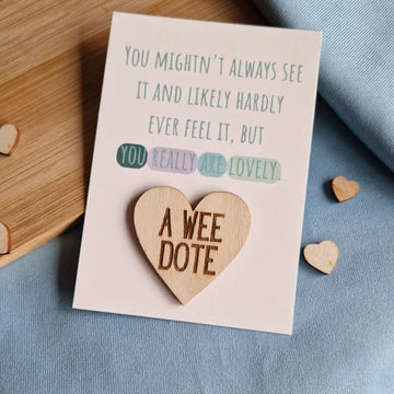 A Wee dote wooden heart note card from parful stuff