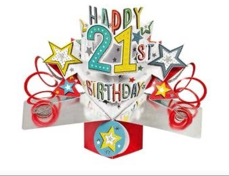 21st Birthday Stars - Pop-Up Greeting Cards - Second Nature