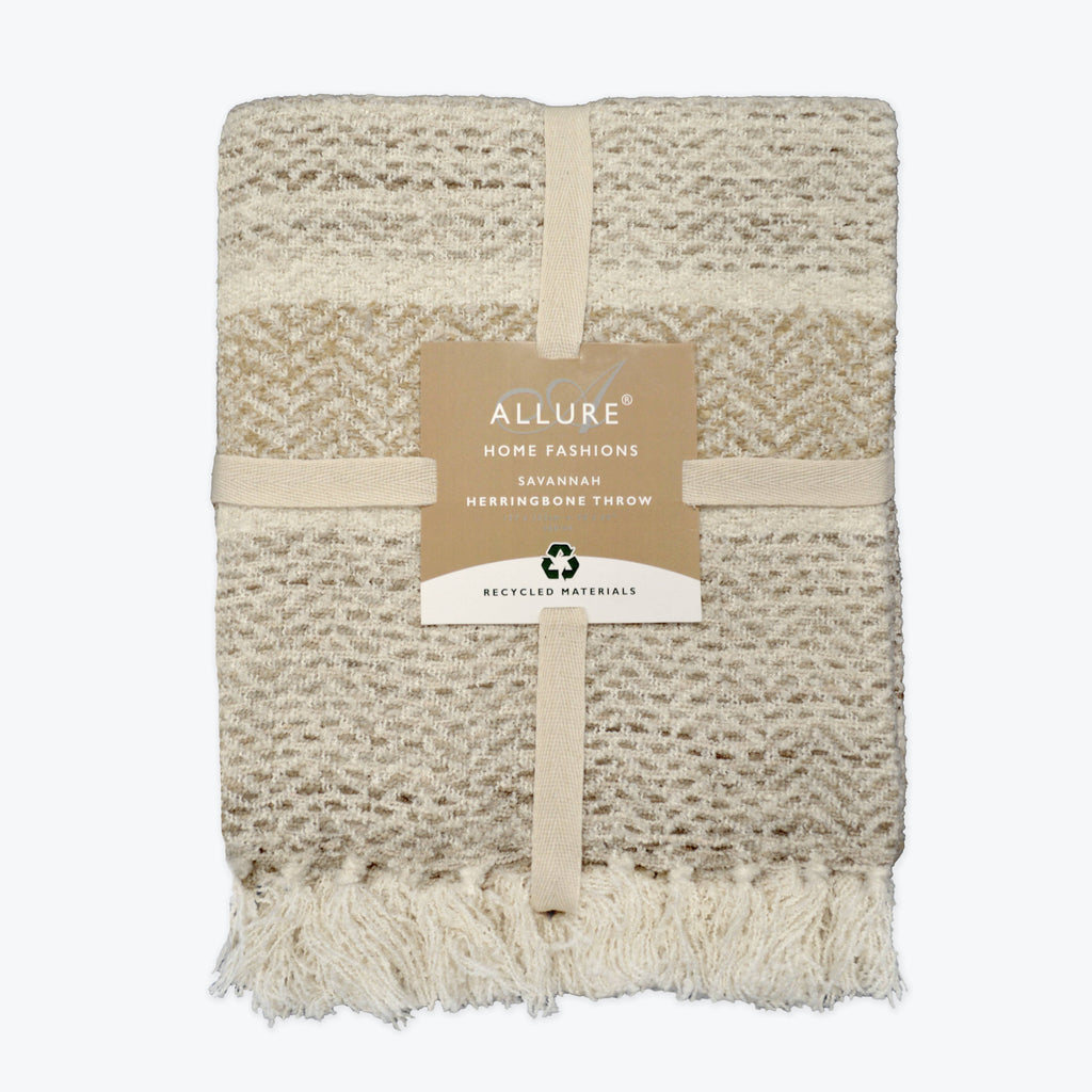 Savannah Herringbone Throw Blanket - 100% Recycled Materials