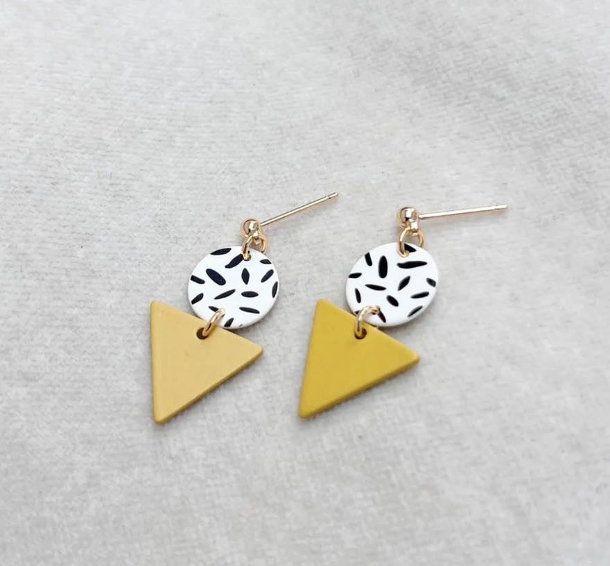 Mini Memphis Stud Earrings - Mustard - Jack & Freda
