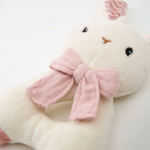 Rabbit Baby Rattle - Pink (Organic Cotton) - Jumini