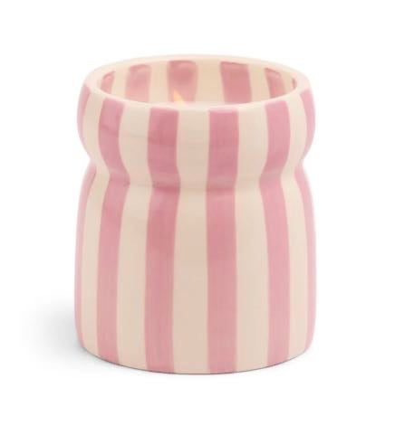 Paddywax Cabana Grecian Sand Candle | Pink Striped Ceramic Soy Candle | 6.5oz