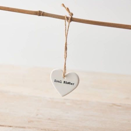 Small heart hanging decoration with ‘Soul Sister’ text – friendship gift