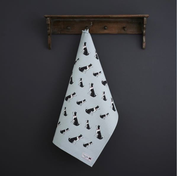 Border collie Tea cotton teatowel
