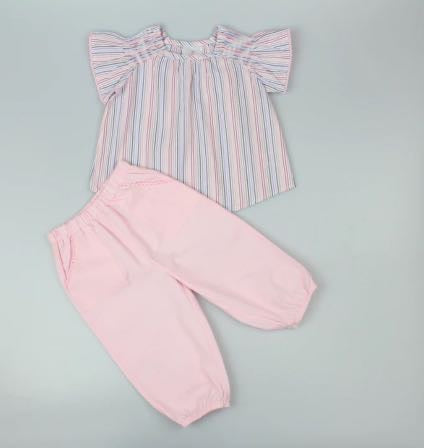 Pink Stripe Girl’s Tunic Summer Trouser Set