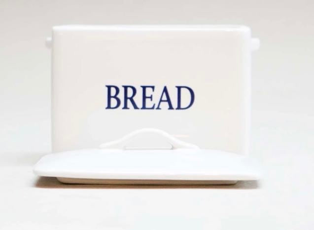 Cowfield Design Mini White Ceramic Bread Bin | Small Kitchen Storage with Lid