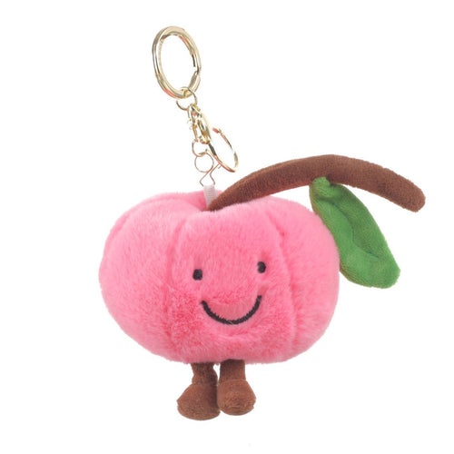 Bessie London Peach Plush Keyring | Cute Bag Charm