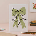 'Love You Mum' -Bow Handwriting Mother's Day Card-Oh Squirrel