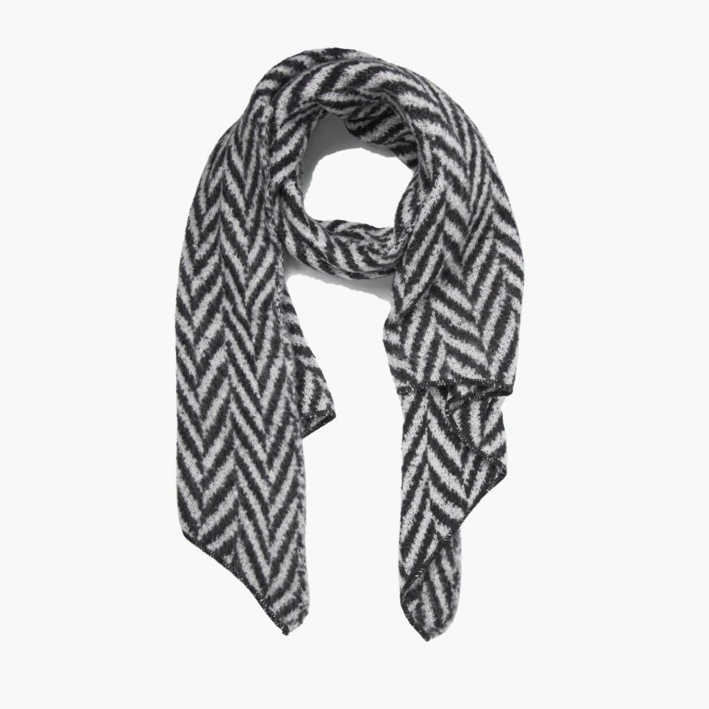 Black/White Asymmetric Chevron Heavyweight Scarf