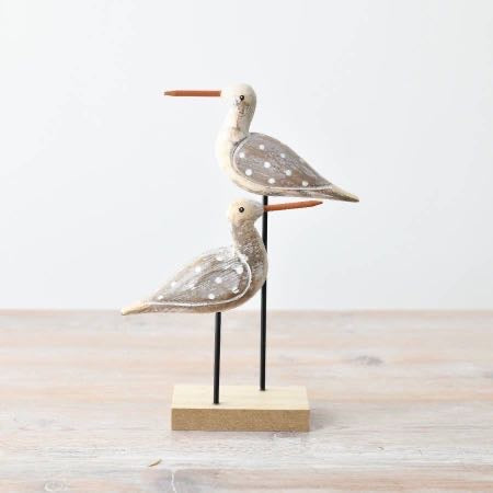 Spotty Birds Ornament On Wooden Stand