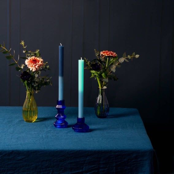 Small Cobalt Blue Glass Candle Holder
