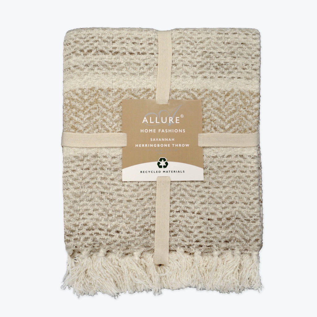 Savannah Herringbone Throw Blanket - 100% Recycled Materials