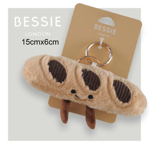 Bessie London peapod plush keyring bag charm with smiley face and dangly legs (15cm x 6cm)