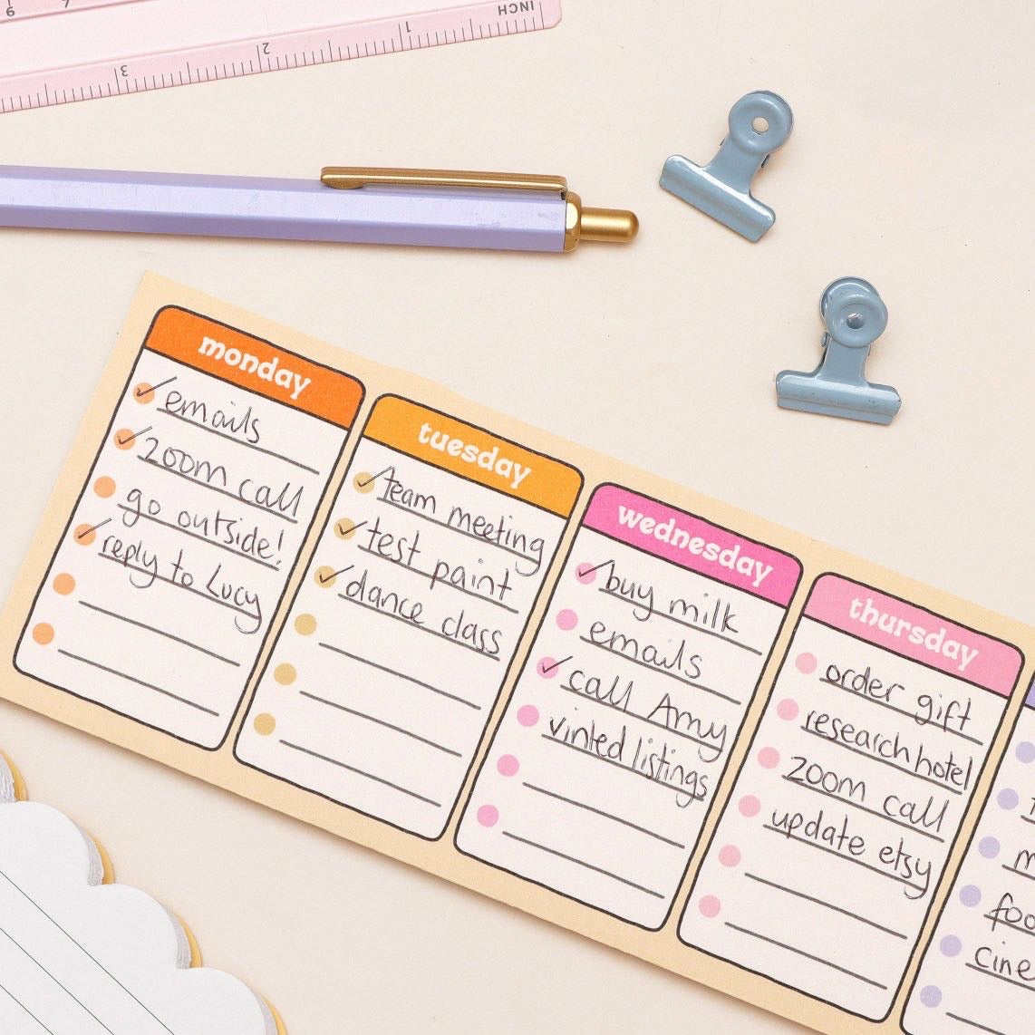 Days of the Week Keyboard Weekly Planner