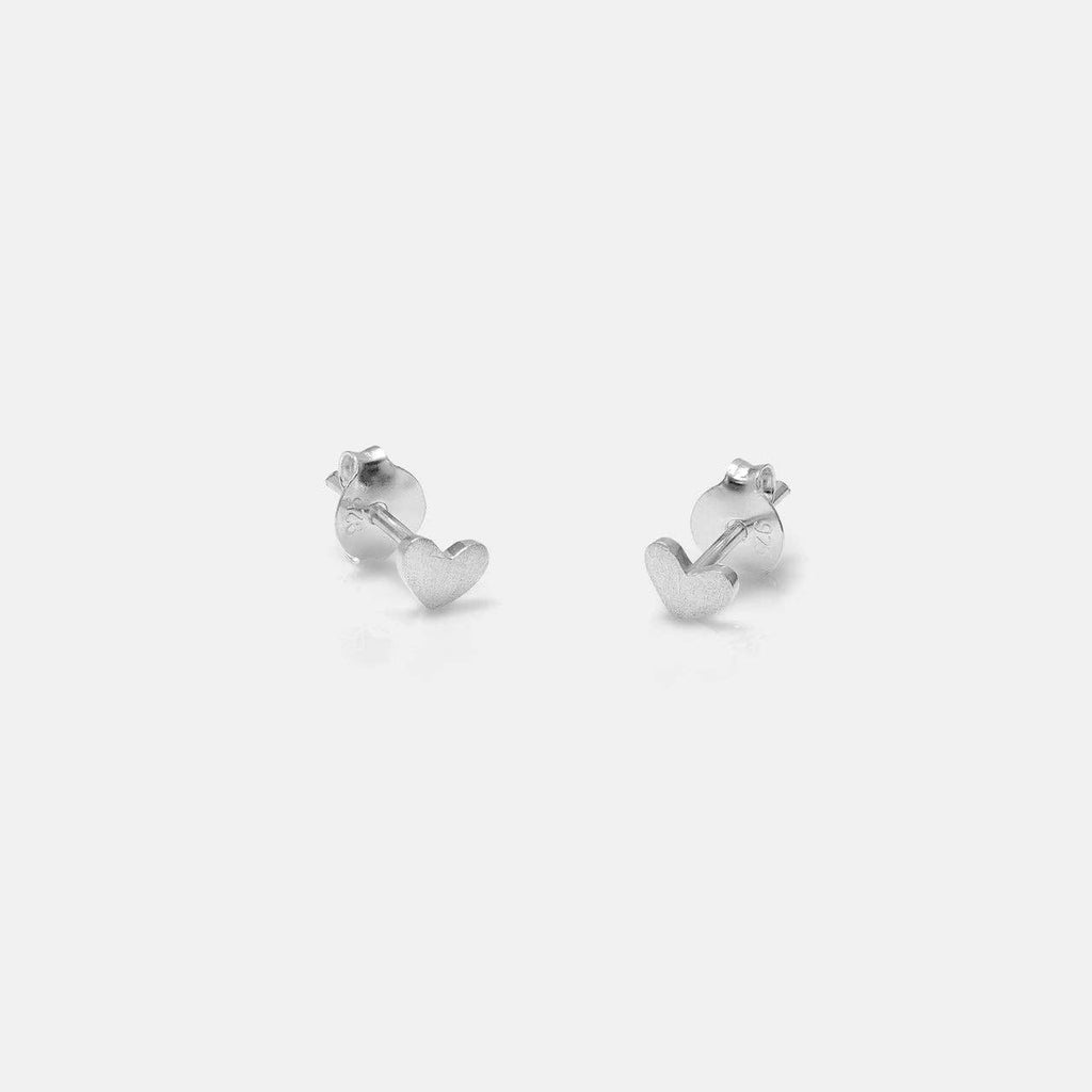 Sterling Silver Heart Stud Earrings | Minimal Everyday Heart Earrings