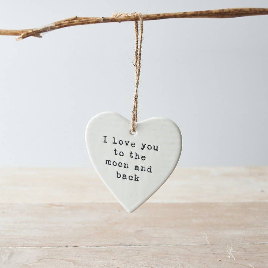 To The Moon And Back Hanging Ceramic Heart