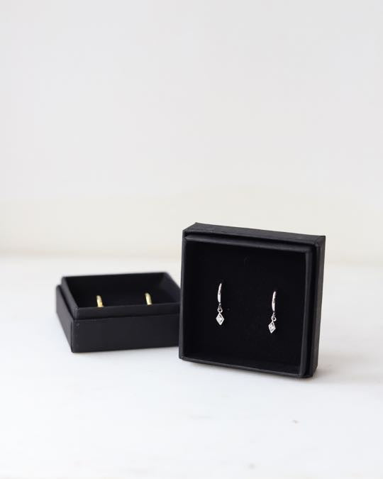 Sparkle Drop Huggies Sterling Silver | 18k Gold