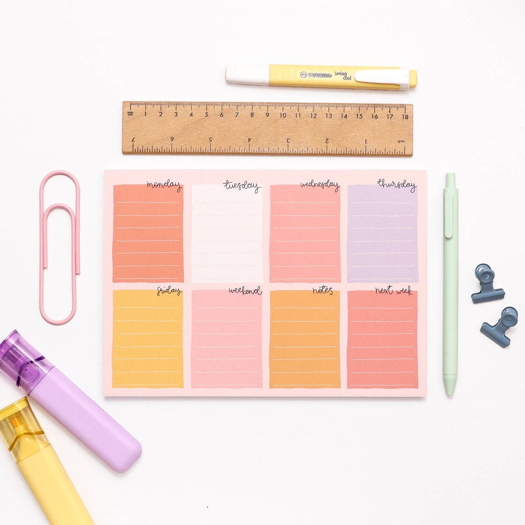 A5 notepad - week planner - pastel