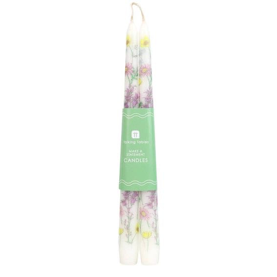 Talking Tables Floral Dinner Candles | Wildflower Taper Candles