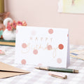 Happy Birthday Brown Dot + Gold Foil Birthday Card