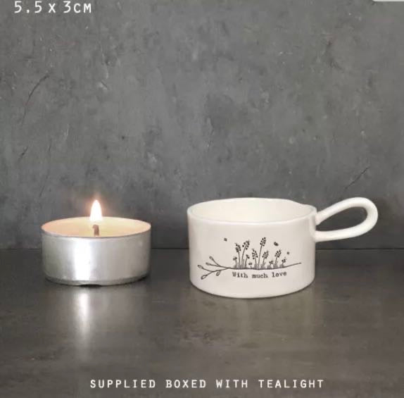 With Much Love Handled Tealight Holder - East Of India