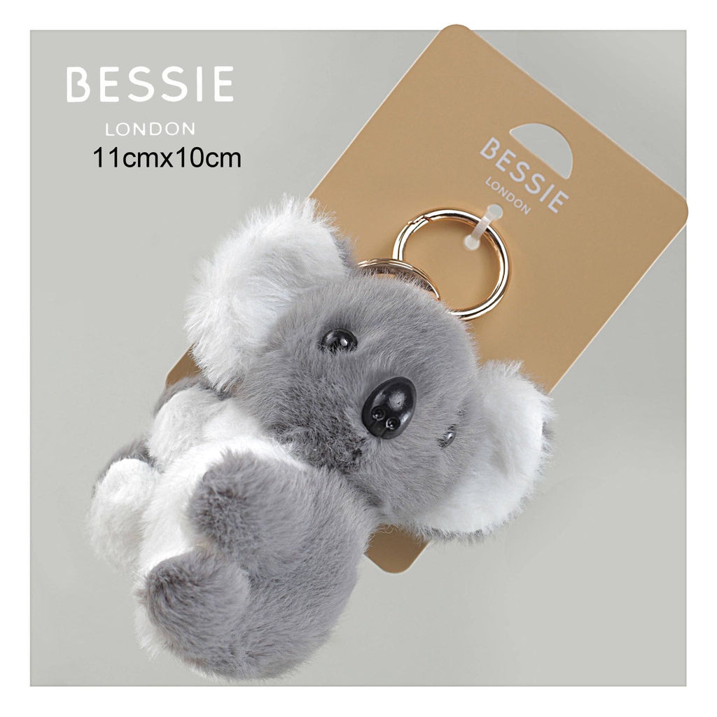 Bessie London koala plush keyring bag charm in grey and white (11cm x 10cm)