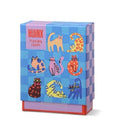 HiJiNX cat playing cards in a blue and purple checkerboard collectible box featuring colourful illustrated cats, available at A Wee Token gift shop in Belfast.