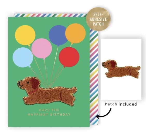 Decopatch Have the Happiest Birthday Removable Dog Patch Card | Cute Birthday Card