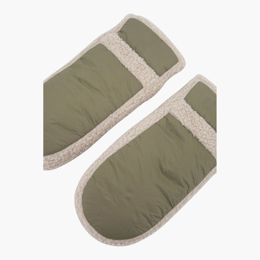 Khaki Green Winter Mittens | Cosy Borg Trim Gloves