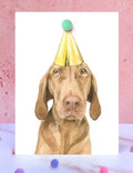 Vizsla Pompom Birthday Card