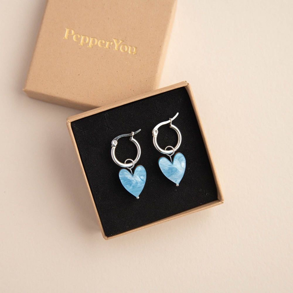 Love Grows Here Silver Heart Hoops Earrings- Pepper You