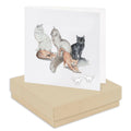Sterling Silver Cat Earrings – Delicate Studs With Butterfly Backs | Gift Box