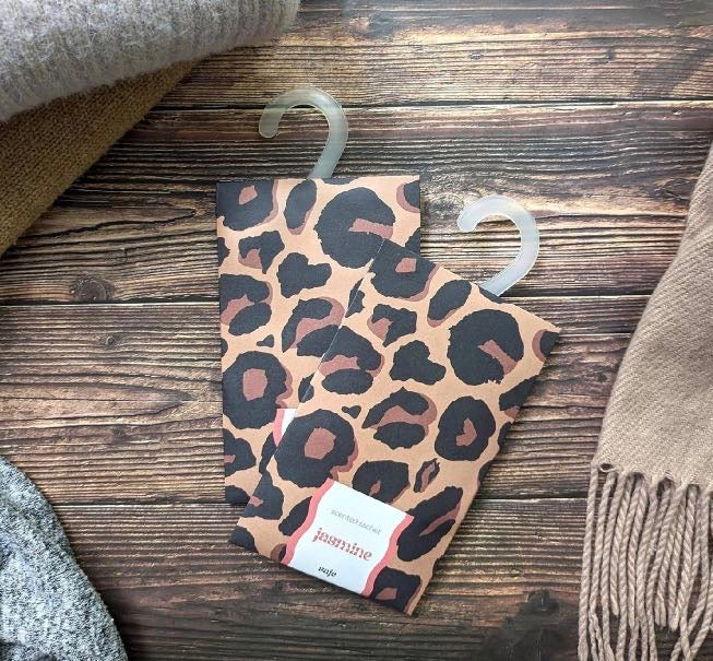 Saje Scented Hanging Sachet - Set of 4 Jasmine - Leopard Print Design